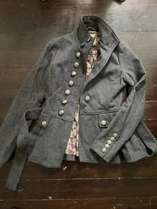 Free People Pea Coat Paisley Wool Jacket - Picture 1 of 7