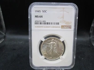 1945 US Walking Liberty Silver Half Dollar NGC MS 64 - Picture 1 of 4