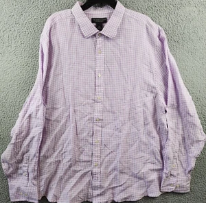 The Men's Store at Bloomingdales Gingham Linen Shirt Men's XXL Orchid Combo L/S~ - Picture 1 of 12