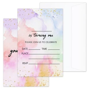 Rainbow Birthday Invitations with Envelopes 20PCS Birthday Party Invitations ... - Picture 1 of 5