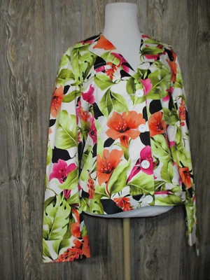 Chaqueta Blazer Havana Jacks Café Nueva con Etiquetas Hawaiana Tropical Floral Larga Slv Talla Pequeña Foto 1 de 4