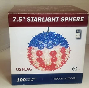 4th Of July 7.5” Light Up Flag Starlight Sphere Party Ball Patriotic - Picture 1 of 4