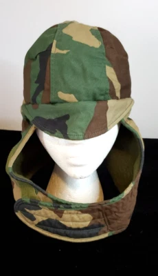US Military Insulated Helmet Liner Cap Cold Weather Woodland Camo Size 7 1/4 - Image 1 of 4
