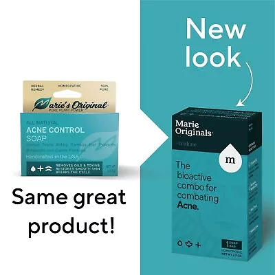 Acne Bar Soap Cleanser Face and Body Bentonite Clay, Oat Bran - Marie Originals - Image 1 of 4