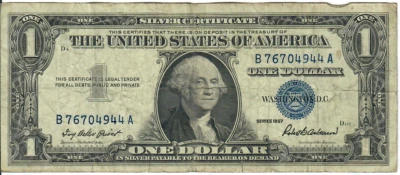 1957 1$ Silver Certificate - Blue Seal, Motto - IBP/RBA B76704944A - #13501 - Image 1 of 2