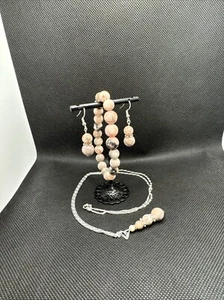 Schmuckset Echtstein Rosa Zebra Jaspis Kette Ohrringe Armband 🤩 - Bild 1 von 12