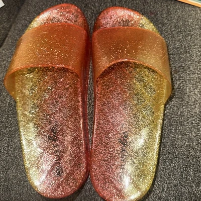 Damas Mudd Transparente Brillo Iridiscente Toboganes Rosa, Dorado Talla 6 Foto 1 de 4