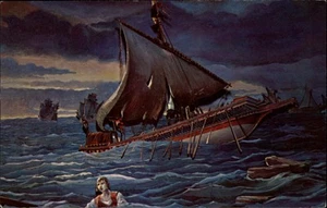 Santa Maria sailing ship diorama Washington DC ~ Nautical Art postcard - Picture 1 of 2