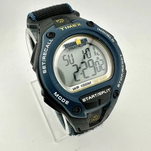 Timex Ironman Triathlon Watch Men Digital 45mm Black Blue Chrono 28 Lap New Batt - Picture 1 of 14