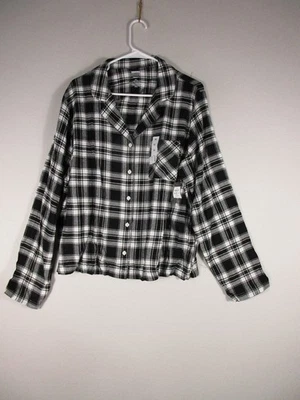 Camisa xadrez Sonoma Goods For Life feminina manga longa tamanho XL preta - Imagem 1 de 4