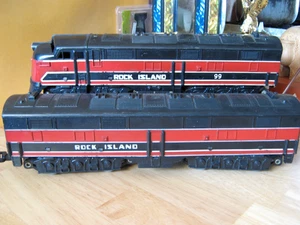 NICE Vintage Marx 0 gauge Rock Island A & B Powered Diesel Engine Matched Set - Picture 1 of 13