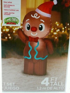Gingerbread Boy Man Inflatable Gemmy Christmas Decoration 4ft 2021 Retired Oop  - Picture 1 of 9