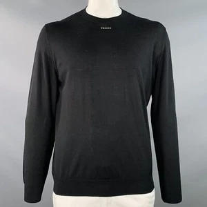 Pullover de manga larga de lana con logotipo de jersey blanco negro talla L de Prada - Imagen 1 de 10