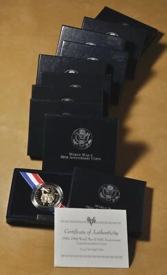 10 - 1991-95 Proof World War II Commemorative Half Dollars w/ OGP - Image 1 of 3