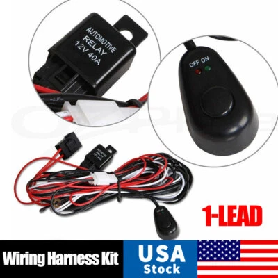12V 40A Wiring Harness Kit Fuse ON OFF Switch Relay For LED Fog Work Light Bar - Image 1 of 4