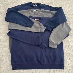 Lot Of 3 Heavy Blend Youth Size Medium(8-10) Gray/Blue Crew Neck Sweatshirt - Picture 1 of 8