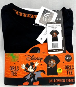 DISNEY Minnie Mouse Halloween Black Glow In The Dark Short Sleeve T-Shirt 14/16 - Picture 1 of 6