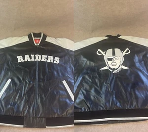 Vintage Raiders Los Angeles Las Vegas Jacke Mantel 3XL 90er Sport Kunstleder G-III - Bild 1 von 17