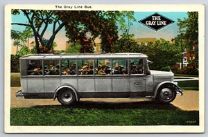 A336  Vintage The Grey Line Bus Postcard Busses Glass Roof Yellow Coach Mfg IL - Picture 1 of 2