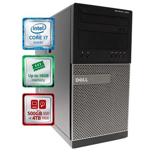 Dell 7010 PC Computer Tower Intel i5 32GB 500GB SSD 4TB HDD WIFI DVD WIN 10 PRO - Picture 1 of 6