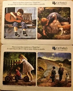 MINT - Adorable Vintage Cal Farley's American Coasters 4 Piece Set - Picture 1 of 2