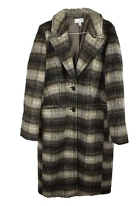 Topshop Long Button Womans Coat Size UK 6 Check Trench Mac - Picture 1 of 9