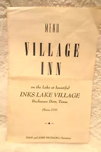 Vintage ~ Menü ~ Village Inn ~ am See bei schönen Inks Lake Village - Bild 1 von 7