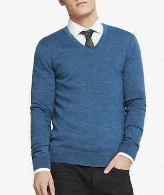 NWT【 XL 】Express Men's MERINO WOOL V-Neck Sweater VENETIAN TEAL - Image 1 of 4