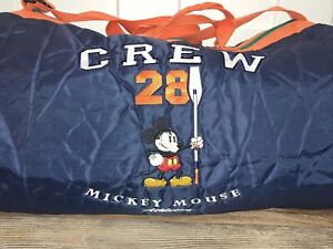  Vintage Mickey Mouse Athletics Crew #28  Gym Bag Embroidered Navy Orange straps