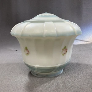 Ancien globe abat-jour plafonnier verre bourgeon rose floral art déco 5 1/2" x 6 1/2" - Photo 1/7