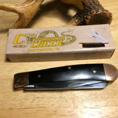 Frost Copperhead Creek Buffalo Horn Trapper 4 1/8" Pocket Knife FCHC312BHC - Image 1 of 4