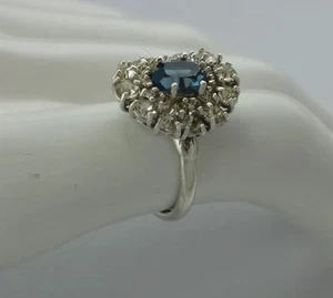 Anillo de mujer con topa azul y circonia/plata 925 - Imagen 1 de 4