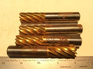 4 pc Elco 16 mm End Mills 16mm Shank ~3-3/4" long 8 flutes HSS TiN Unused (6) - Picture 1 of 4