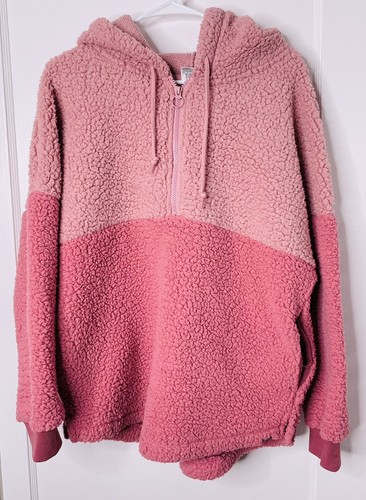 UNDERCOVER Felpa con cappuccio rosa Victoria's Secret taglia M VARSITY SHERPA MEZZA CERNIERA damigella rosa