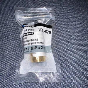 New WATTS LFA-879 3/4 in MIP Lead Free Nipple Fitting x 2 in Brass Pipe - Picture 1 of 4