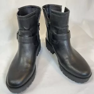 Black Ankle Zip Booties Utilitarian Moto-Inspired Boots Zodiac Womens Size 7 - Picture 1 of 11