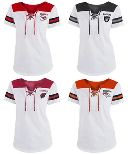 New Era Women's NFL Striped Lace Up T-Shirt - Choose Team - Picture 1 of 22