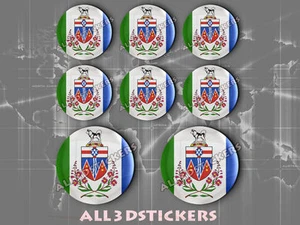 8 x 3D ROUND Stickers Resin Domed Flag Yukon - Adhesive Decal Vinyl - Picture 1 of 1