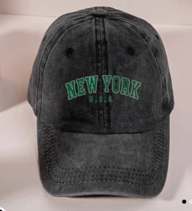 Men's New York USA Vintage Black Washed Baseball Cap - Picture 1 of 2