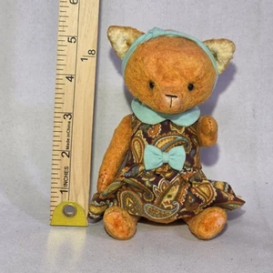 OOAK Russian Artist Teddy Fox Handmade Jointed Toy Orange Vintage Style - Picture 1 of 9