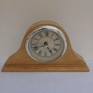 Vintage Quartz Wooden Mantle Style Desktop Clock 8" Pretty Grain Napolean - Picture 1 of 8