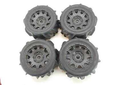 4x *RARE* Proline 1/6 DUMONT Sand/Snow Paddle Tires on 24mm Hex Wheels 3.65x8.93 - Image 1 of 4