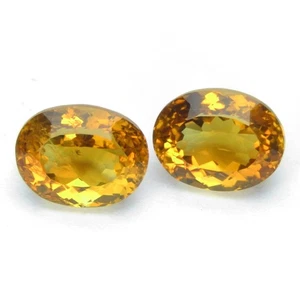 4.68Cts Fantastic Natural Citrine 9x7mm Oval Cut Matching Pair Loose Gemstones - Picture 1 of 6