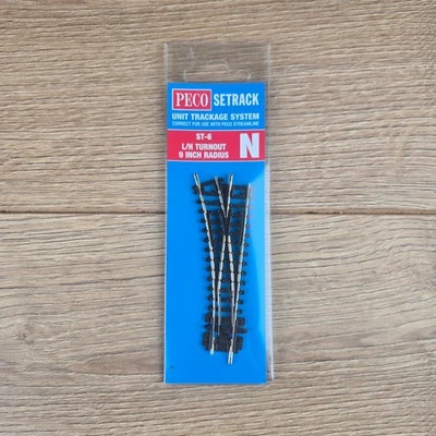 Peco ST-6 Left Hand Turnout LH 9 inch Radius N Gauge New in Packet - Image 1 of 4