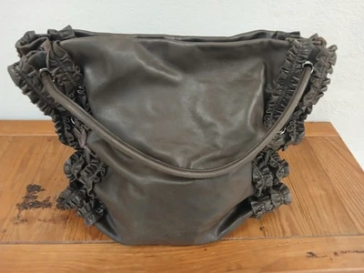 Винтажная женская наплечная сумка DKNY шоколадно-коричневая кожа громоздкая плохая девочка хобо  - Изображение 1 из 4