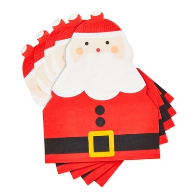 50 Pack Santa Claus Christmas Paper Napkins for Holiday Party Supplies, 5 x 6 In - Image 1 of 4