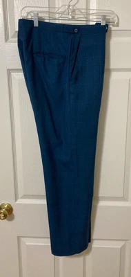 Pantalones ajustados de lana a cuadros azules estilo mod años 60 de colección, talla pequeña 31x28, fecha 1969 Foto 1 de 4