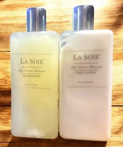 LA SOIE LILY COTTON BLOSSOM BUBBLE BATH & BODY LOTION 25.4oz.~NEW - Picture 1 of 2