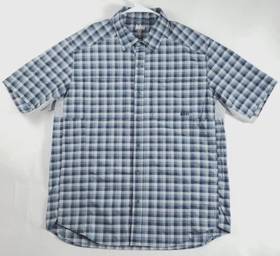 Camisa REI Para Hombre L Azul Blanco Ventilada Pesca Manga Corta Cuadros Foto 1 de 4