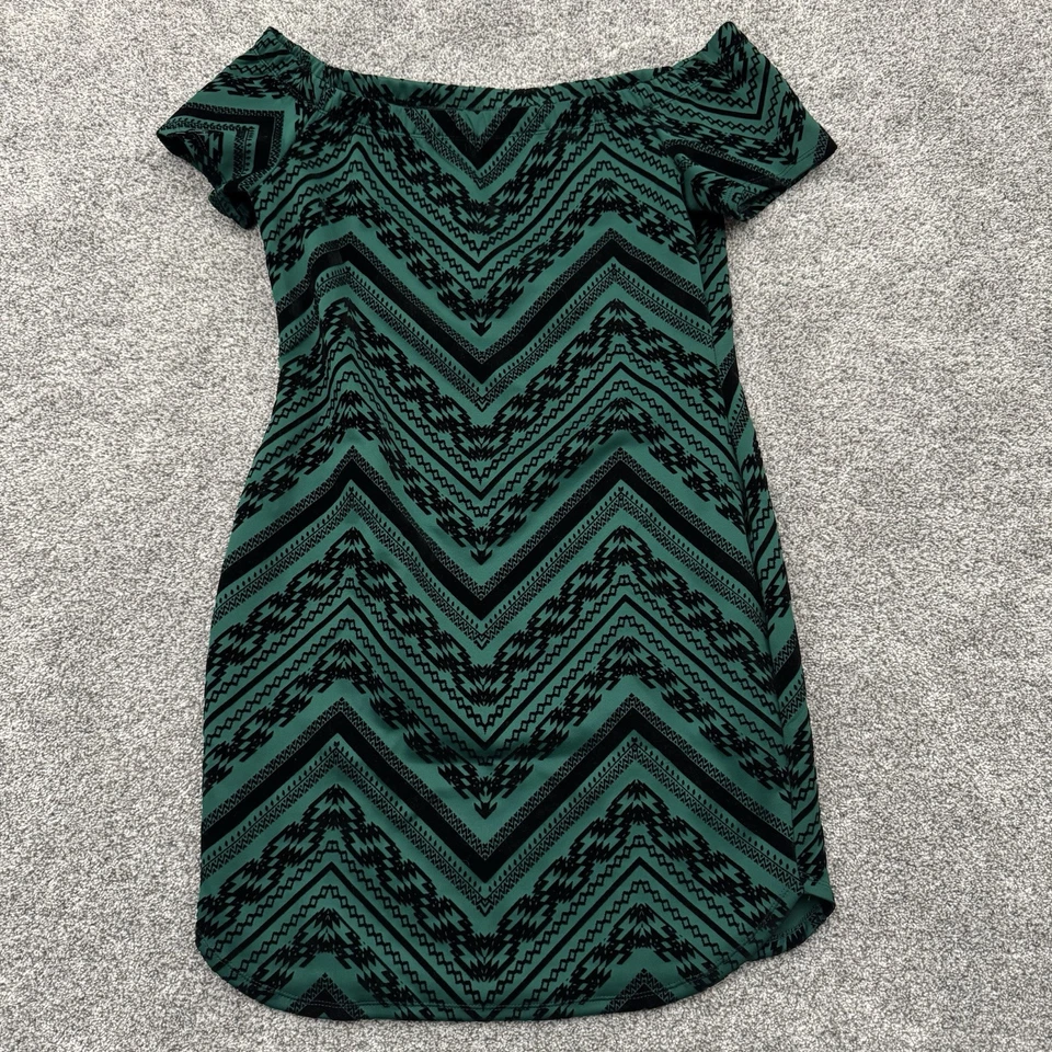 Bailey Blue Dress Womens XL Off Shoulder Boho Tribal Aztec Bodycon Y2K Inspired - Image 1 of 4